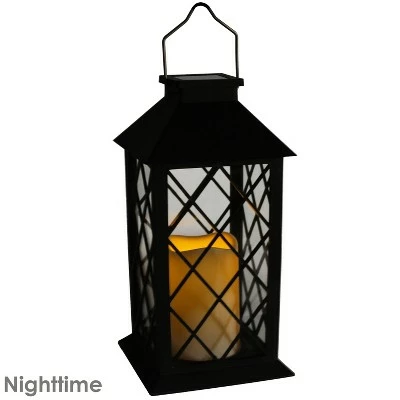 Sunnydaze Decor Sunnydaze Outdoor Concord Hanging Tabletop Solar LED Rustic Farmhouse Decorative Candle Lantern - 11" - Black 8 Sunnydaze Decor Sunnydaze Outdoor Concord Hanging Tabletop Solar LED Rustic Farmhouse Decorative Candle Lantern - 11" - Black - Image 6