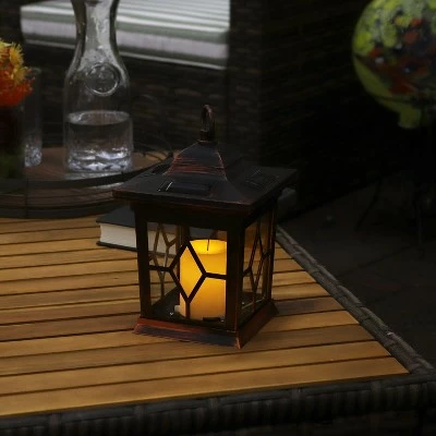 Sunnydaze Decor Sunnydaze Outdoor Lucien Hanging Tabletop Solar LED Rustic Farmhouse Decorative Candle Lantern - 9" - Copper 2 Sunnydaze Decor Sunnydaze Outdoor Lucien Hanging Tabletop Solar LED Rustic Farmhouse Decorative Candle Lantern - 9" - Copper