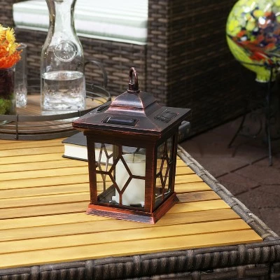 Sunnydaze Decor Sunnydaze Outdoor Lucien Hanging Tabletop Solar LED Rustic Farmhouse Decorative Candle Lantern - 9" - Copper 7 Sunnydaze Decor Sunnydaze Outdoor Lucien Hanging Tabletop Solar LED Rustic Farmhouse Decorative Candle Lantern - 9" - Copper - Image 6