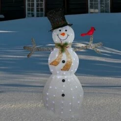 Northlight 72" White and Black LED Lighted Snowman with Top Hat Christmas Outdoor Decoration