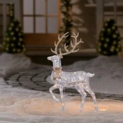 Northlight 46" Lighted 2-D Silver Glitter Reindeer Christmas Outdoor Decoration