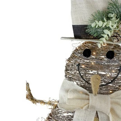 Northlight 48" LED Lighted Rattan Snowman Outdoor Christmas Decoration 4 Northlight 48" LED Lighted Rattan Snowman Outdoor Christmas Decoration - Image 2
