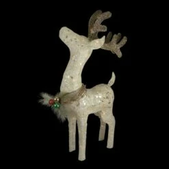 Northlight 37" White and Brown Lighted Sparkling Standing Reindeer Outdoor Christmas Decor