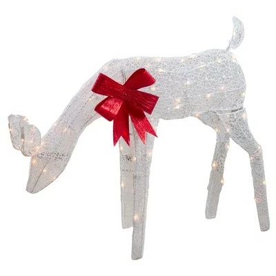 Northlight 37" Lighted White Mesh Feeding Doe Outdoor Christmas Decoration - Clear Lights 4 Northlight 37" Lighted White Mesh Feeding Doe Outdoor Christmas Decoration - Clear Lights - Image 2