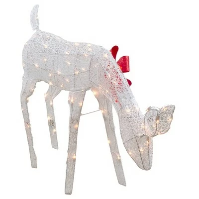 Northlight 37" Lighted White Mesh Feeding Doe Outdoor Christmas Decoration - Clear Lights 5 Northlight 37" Lighted White Mesh Feeding Doe Outdoor Christmas Decoration - Clear Lights - Image 3