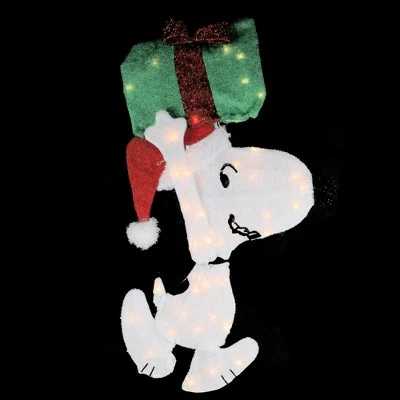 Northlight Peanuts Christmas 32" Prelit Snoopy Holding Present Outdoor Decoration - Clear Lights 3 Northlight Peanuts Christmas 32" Prelit Snoopy Holding Present Outdoor Decoration - Clear Lights