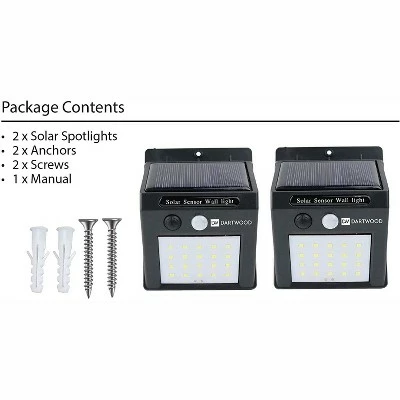 Dartwood Outdoor Solar Lights with Motion Sensor, 20 LED, 150 Lumens Bright Weatherproof Wall Spotlight for Gardens Porches Walkways Patios (2 Pack) 8 Dartwood Outdoor Solar Lights with Motion Sensor, 20 LED, 150 Lumens Bright Weatherproof Wall Spotlight for Gardens Porches Walkways Patios (2 Pack) - Image 6