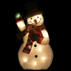 Northlight 32" White and Red Waving Snowman Outdoor Christmas Yard Decor
