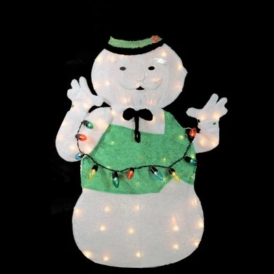Northlight 33" Pre-Lit White and Green Snowman Christmas Outdoor Decor 3 Northlight 33" Pre-Lit White and Green Snowman Christmas Outdoor Decor