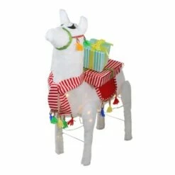 Northlight 31" LED Lighted Plush Fabric Llama with Gifts Christmas Outdoor Decoration