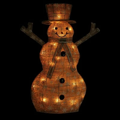 Northlight 24" Brown and White Lighted Snowflake Standing Snowman Christmas Outdoor Decor 3 Northlight 24" Brown and White Lighted Snowflake Standing Snowman Christmas Outdoor Decor
