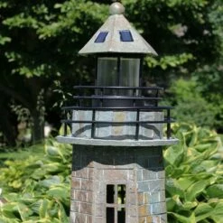 Sunnydaze Decor Sunnydaze Outdoor Backyard Garden Nautical Lighthouse Solar LED Pathlight Statue Figurine - 35" - Brick -Outdoor Lighting Sales Shop unnamed file 1142