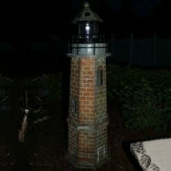 Sunnydaze Decor Sunnydaze Outdoor Backyard Garden Nautical Lighthouse Solar LED Pathlight Statue Figurine - 35" - Brick -Outdoor Lighting Sales Shop unnamed file 1144