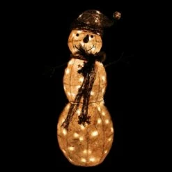 Northlight 43" Pre-Lit White and Gold Snowman Outdoor Christmas Yard Decor