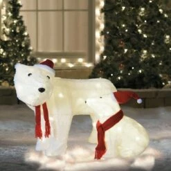 Northlight Set of 2 LED Lighted Chenille Polar Bears Outdoor Christmas Decorations