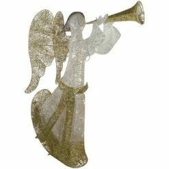 Northlight 44" Cotton Thread LED Lighted Gold and Silver Glitter Angel Outdoor Christmas Decoration