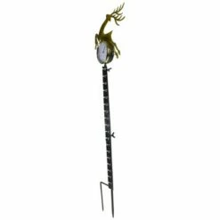 Northlight 32" Black and Gold Reindeer Snow Measurer and Thermometer Garden Stake