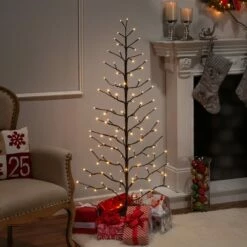 Everlasting Glow 5-Foot High Electric 2-D Brown Tree with Warm White LED Lights and Outdoor Adapter