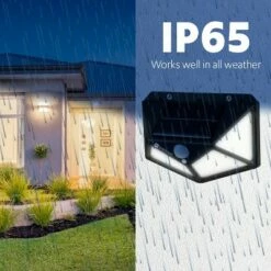 Outdoor Lighting Sales Shop 22 Dartwood Outdoor Solar Lights with Motion Sensor - 100 LED 450 Lumens Bright Weatherproof Wall Spotlight for Gardens Porches Walkways Patio (4-8 Pack)