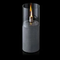 Alpine Corporation Outdoor Cement Stainless Steel Cylinder with Oil Burner Gray -Outdoor Lighting Sales Shop unnamed file 1270