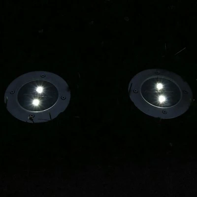 Sunnydaze Decor Sunnydaze Outdoor Solar Garden Disk Style Bright White Pathway Ground Stake Lights for Driveway or Yard - 6pk 3 Sunnydaze Decor Sunnydaze Outdoor Solar Garden Disk Style Bright White Pathway Ground Stake Lights for Driveway or Yard - 6pk