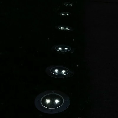 Sunnydaze Decor Sunnydaze Outdoor Solar Garden Disk Style Bright White Pathway Ground Stake Lights for Driveway or Yard - 6pk 5 Sunnydaze Decor Sunnydaze Outdoor Solar Garden Disk Style Bright White Pathway Ground Stake Lights for Driveway or Yard - 6pk - Image 3