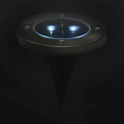 Sunnydaze Decor Sunnydaze Outdoor Solar Garden Disk Style Bright White Pathway Ground Stake Lights for Driveway or Yard - 6pk 7 Sunnydaze Decor Sunnydaze Outdoor Solar Garden Disk Style Bright White Pathway Ground Stake Lights for Driveway or Yard - 6pk - Image 5