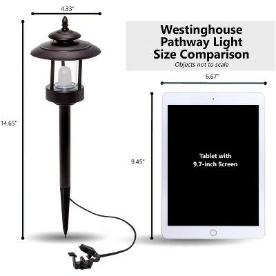 Westinghouse 100 Lumen Low Voltage LED Pathway Light Landscape Kit w/ Transformer & Cable - Bronze 4 Westinghouse 100 Lumen Low Voltage LED Pathway Light Landscape Kit w/ Transformer & Cable - Bronze - Image 2