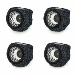 Nature Spring Solar-Powered LED Rock Lights – Black and Gray, 4-Pack