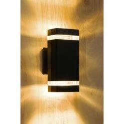 GreenLighting 800 Lumen Hard Wired AC 110-130V Rectangle Up/Down Outdoor Wall Light -Black Sconce, 1Pack