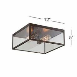 John Timberland Modern Outdoor Ceiling Light Fixture Bronze 12" Square Clear Glass Damp Rated for Exterior House Porch Patio -Outdoor Lighting Sales Shop unnamed file 210