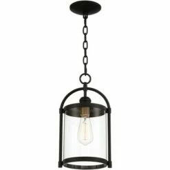 John Timberland Modern Outdoor Hanging Light Fixture Black Warm Brass Metal 15" Clear Glass for Exterior House Porch Patio Outside -Outdoor Lighting Sales Shop unnamed file 2141