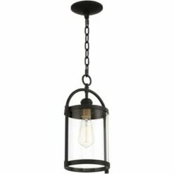 John Timberland Modern Outdoor Hanging Light Fixture Black Warm Brass Metal 15" Clear Glass for Exterior House Porch Patio Outside -Outdoor Lighting Sales Shop unnamed file 2142
