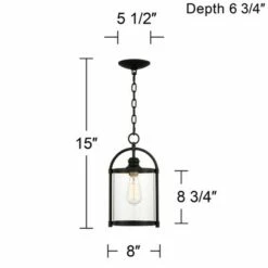 John Timberland Modern Outdoor Hanging Light Fixture Black Warm Brass Metal 15" Clear Glass for Exterior House Porch Patio Outside -Outdoor Lighting Sales Shop unnamed file 2143