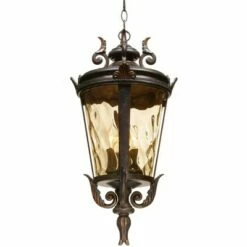 John Timberland Mediterranean Outdoor Ceiling Light Hanging Bronze Scroll 23 3/4" Champagne Hammered Glass Damp Rated for Patio -Outdoor Lighting Sales Shop unnamed file 2162
