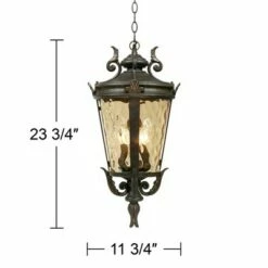 John Timberland Mediterranean Outdoor Ceiling Light Hanging Bronze Scroll 23 3/4" Champagne Hammered Glass Damp Rated for Patio -Outdoor Lighting Sales Shop unnamed file 2164