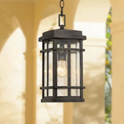 John Timberland Mission Outdoor Ceiling Light Hanging Oil Rubbed Bronze 14 1/2" Clear Seedy Glass Exterior House Porch Patio Deck 3 John Timberland Mission Outdoor Ceiling Light Hanging Oil Rubbed Bronze 14 1/2" Clear Seedy Glass Exterior House Porch Patio Deck