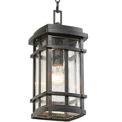 John Timberland Mission Outdoor Ceiling Light Hanging Oil Rubbed Bronze 14 1/2" Clear Seedy Glass Exterior House Porch Patio Deck 4 John Timberland Mission Outdoor Ceiling Light Hanging Oil Rubbed Bronze 14 1/2" Clear Seedy Glass Exterior House Porch Patio Deck - Image 2
