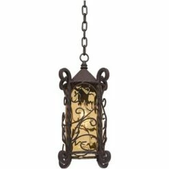 John Timberland Traditional Outdoor Light Hanging Dark Walnut Iron Scroll 15" Champagne Water Glass Damp Rated for Exterior Porch -Outdoor Lighting Sales Shop unnamed file 2198