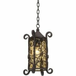 John Timberland Traditional Outdoor Light Hanging Dark Walnut Iron Scroll 15" Champagne Water Glass Damp Rated for Exterior Porch -Outdoor Lighting Sales Shop unnamed file 2199