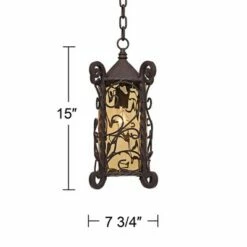 John Timberland Traditional Outdoor Light Hanging Dark Walnut Iron Scroll 15" Champagne Water Glass Damp Rated for Exterior Porch -Outdoor Lighting Sales Shop unnamed file 2201