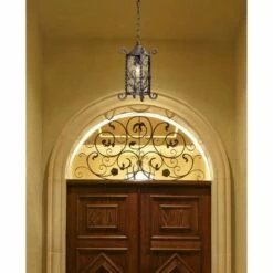 John Timberland Traditional Outdoor Light Hanging Dark Walnut Iron Scroll 15" Champagne Water Glass Damp Rated for Exterior Porch -Outdoor Lighting Sales Shop unnamed file 2202