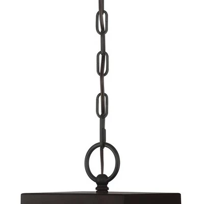 Possini Euro Design Rustic Outdoor Ceiling Light Hanging Bronze Wood Finish 14 1/2" Clear Seedy Glass Lantern Exterior House Porch Patio 5 Possini Euro Design Rustic Outdoor Ceiling Light Hanging Bronze Wood Finish 14 1/2" Clear Seedy Glass Lantern Exterior House Porch Patio - Image 3