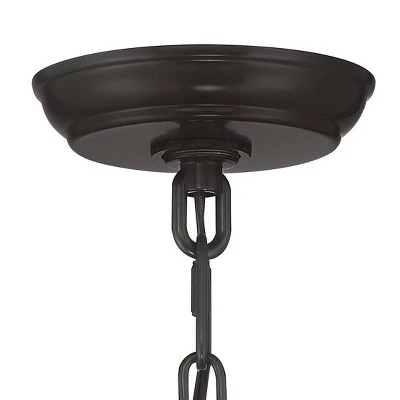 Possini Euro Design Rustic Outdoor Ceiling Light Hanging Bronze Wood Finish 14 1/2" Clear Seedy Glass Lantern Exterior House Porch Patio 6 Possini Euro Design Rustic Outdoor Ceiling Light Hanging Bronze Wood Finish 14 1/2" Clear Seedy Glass Lantern Exterior House Porch Patio - Image 4