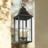 John Timberland Traditional Outdoor Hanging Light Fixture Black Warm Gold 24 3/4" Clear Glass Panels Exterior House Porch Patio