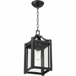 Franklin Iron Works Rustic Farmhouse Outdoor Ceiling Light Hanging Black 17" Clear Beveled Glass Exterior House Porch Patio Deck -Outdoor Lighting Sales Shop unnamed file 2219