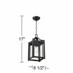 Franklin Iron Works Rustic Farmhouse Outdoor Ceiling Light Hanging Black 17" Clear Beveled Glass Exterior House Porch Patio Deck -Outdoor Lighting Sales Shop unnamed file 2221