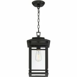 John Timberland Mission Outdoor Hanging Ceiling Light Fixture Matte Black Metal 17" Clear Glass Panels Shade Exterior House Porch Patio -Outdoor Lighting Sales Shop unnamed file 2237