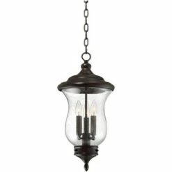 Franklin Iron Works Outdoor Ceiling Light Hanging LED Dimmable Bronze 22" Clear Seedy Glass for Exterior House Porch Patio -Outdoor Lighting Sales Shop unnamed file 2242