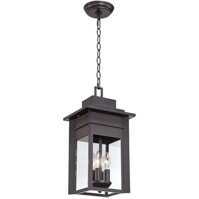 Franklin Iron Works Outdoor Ceiling Light Hanging Lantern Black Specked Gray 17 1/2" Clear Glass for Exterior House Porch Patio 3 Franklin Iron Works Outdoor Ceiling Light Hanging Lantern Black Specked Gray 17 1/2" Clear Glass for Exterior House Porch Patio - Image 3